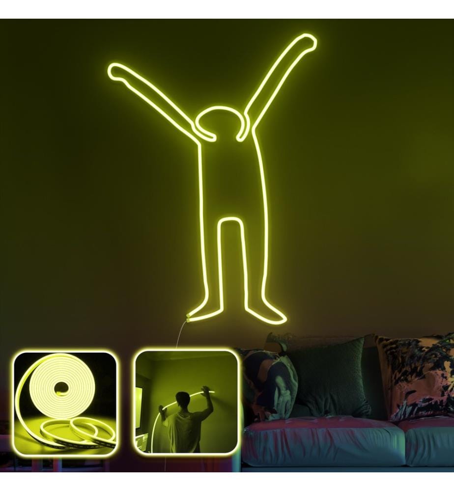 Eclairage mural décoratif à LED, jaune, bandes néon flexibles