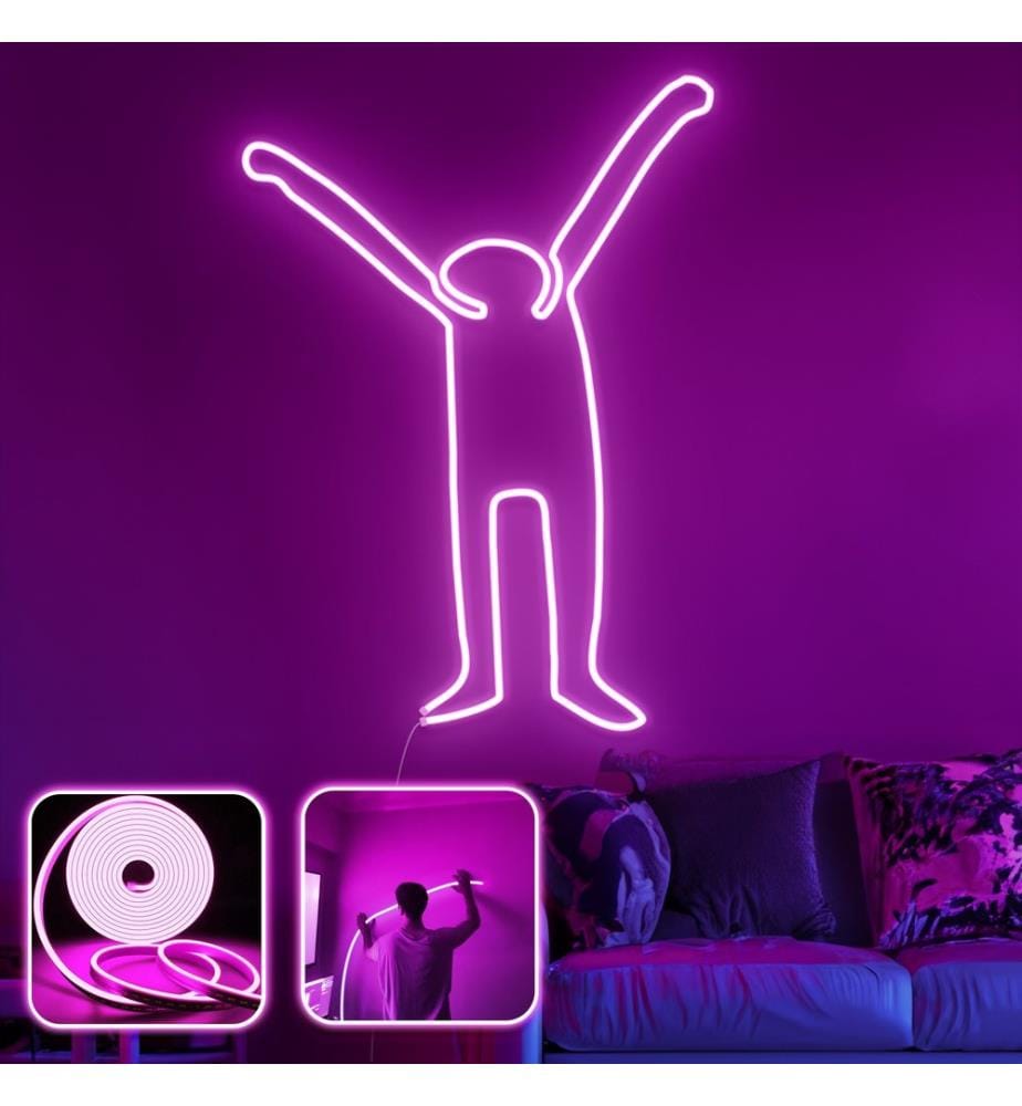 Eclairage mural décoratif à LED, rose, bandes néon flexibles