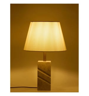 Lampe de table, crème, corps en travertin