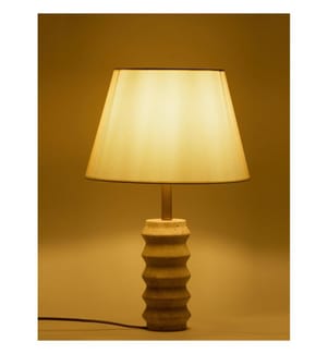 Lampe de table, crème, corps en travertin