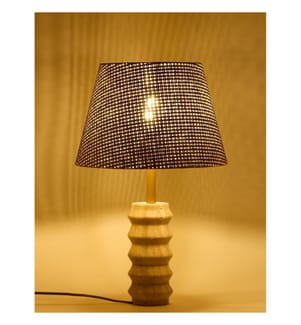 lampe de table, brun, corps en travertin
