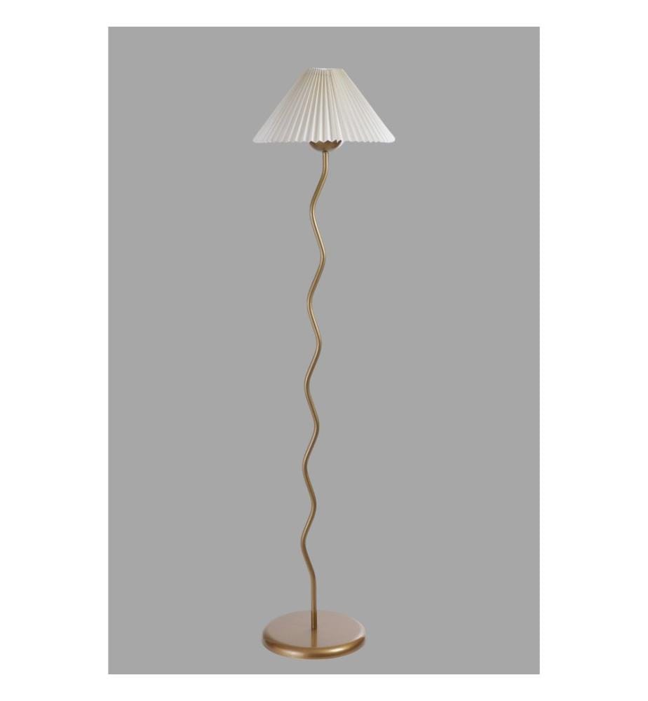 Lampadaire, blanc, doré, corps en métal