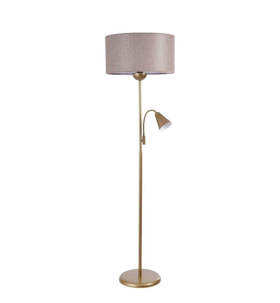 Lampadaire, beige, or, boîtier métallique