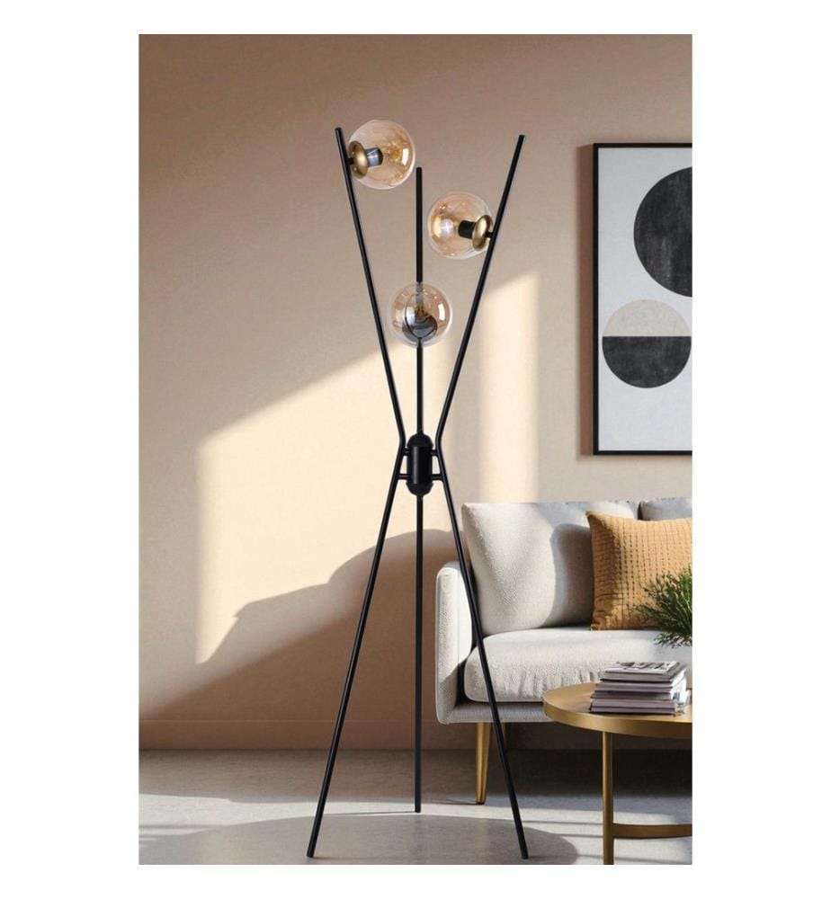 Lampadaire, noir, or, miel, boîtier métallique
