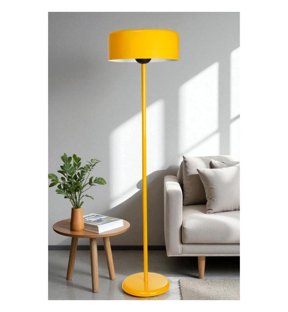 Stehlampe, Senfgelb, Metallgehäuse