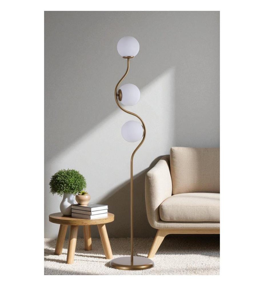 Lampadaire, miel, or, corps en métal