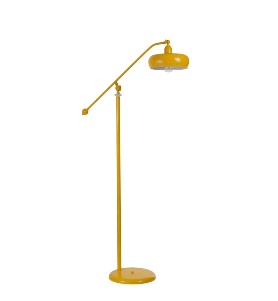 Lampadaire, jaune moutarde, boîtier métallique