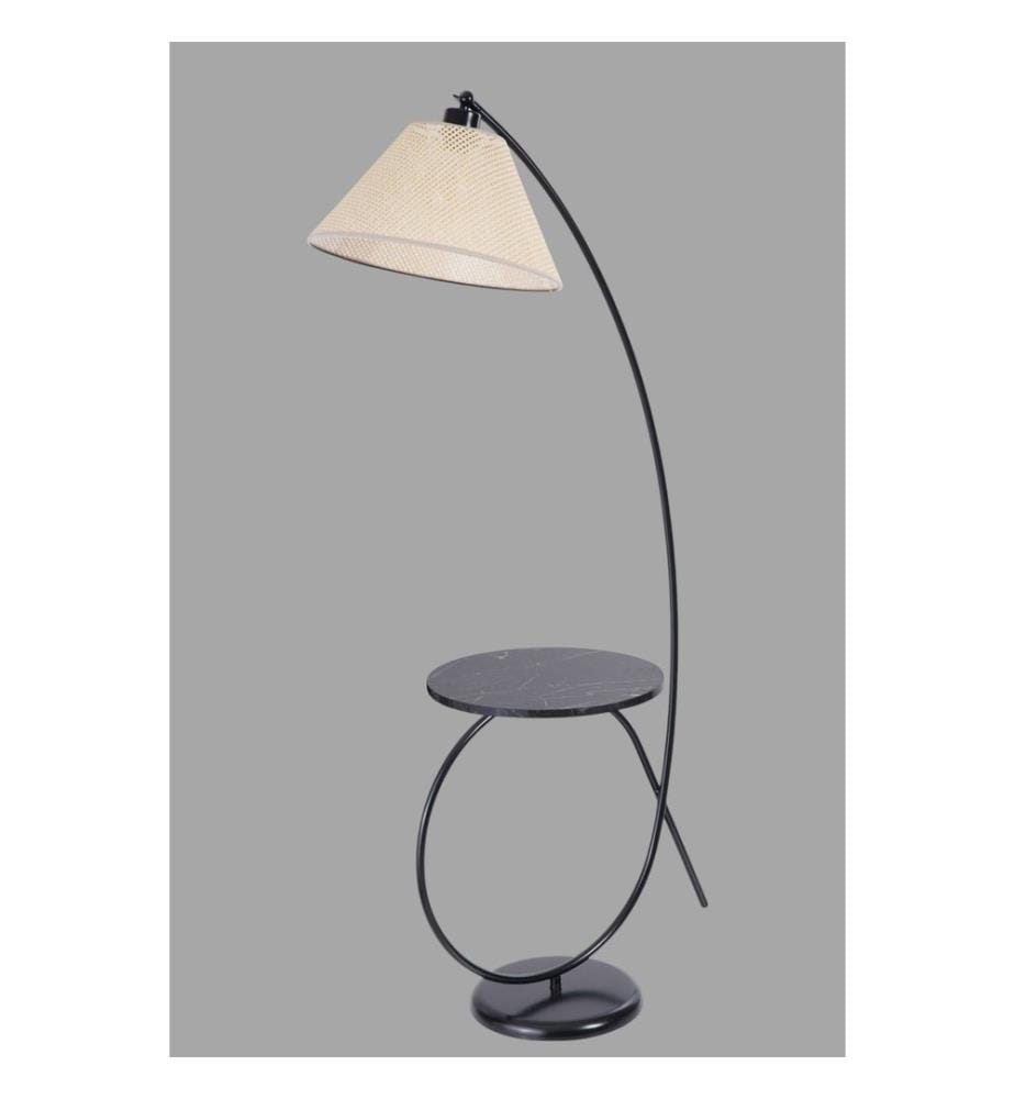 Stehlampe, cremefarben, schwarz, Metallkorpus