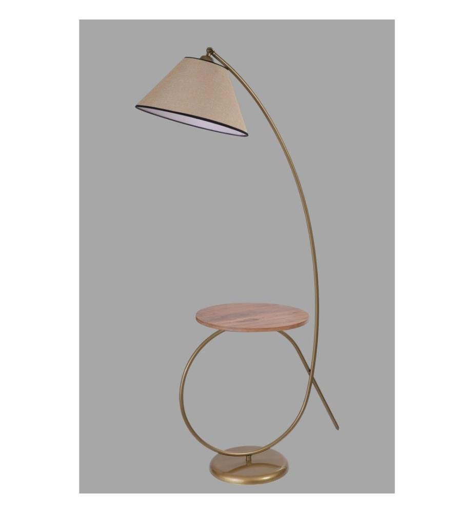 Lampada da terra, beige, oro, corpo in metallo
