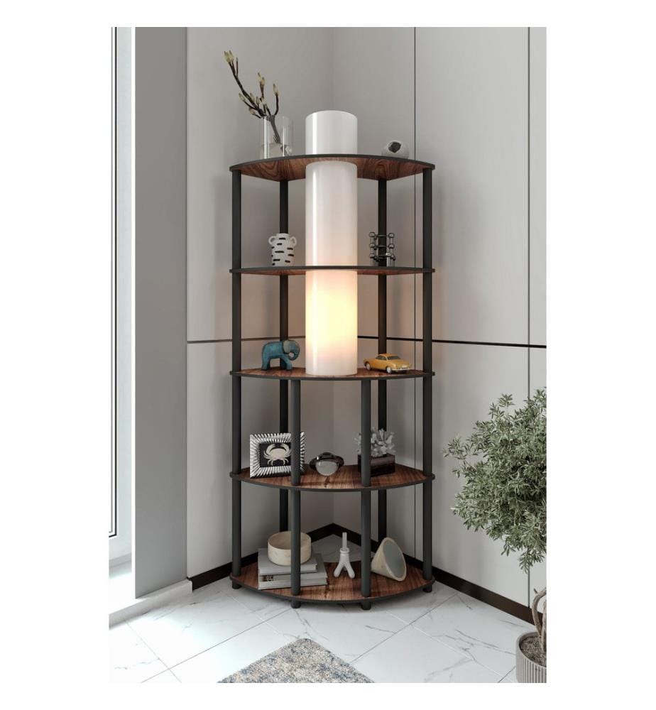 Lampadaire, corps en noyer, papier kraft et MDF