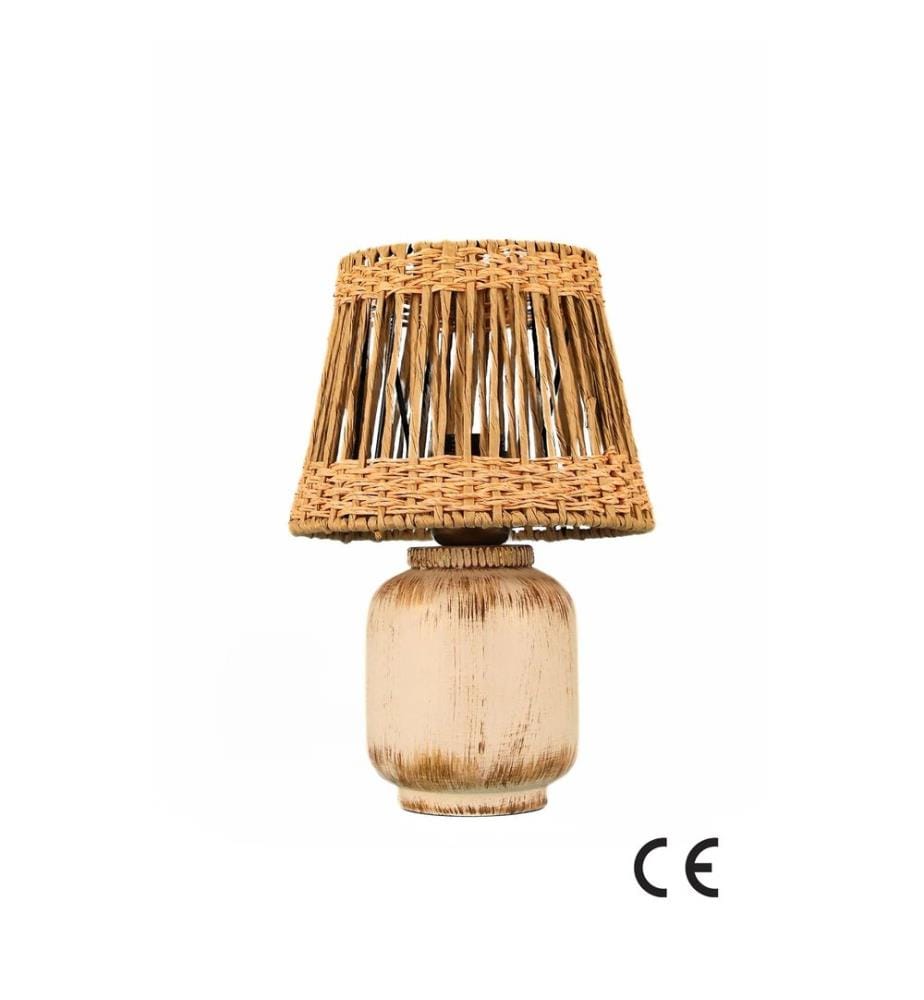 Lampe de table, orange, corps en céramique