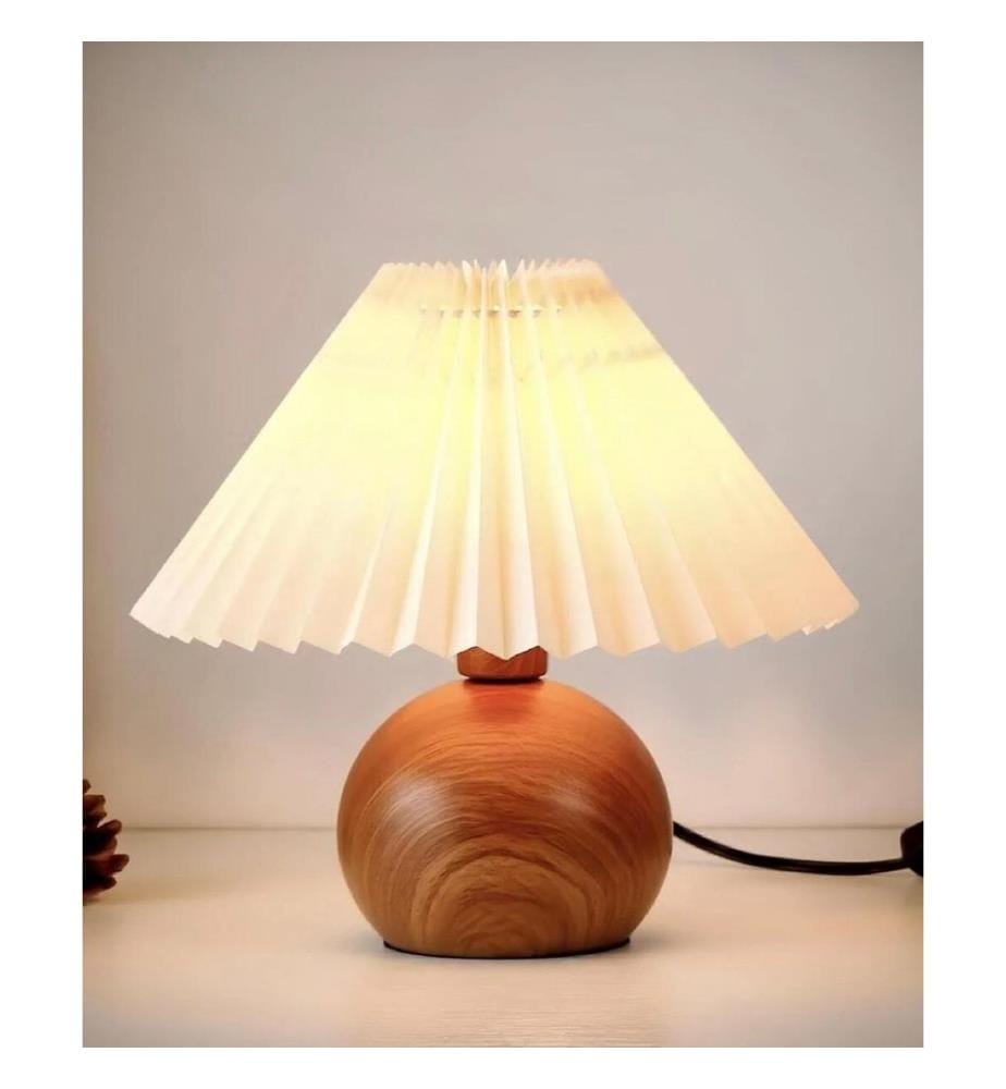 Lampe de table, crème, noyer, corps en bois et métal