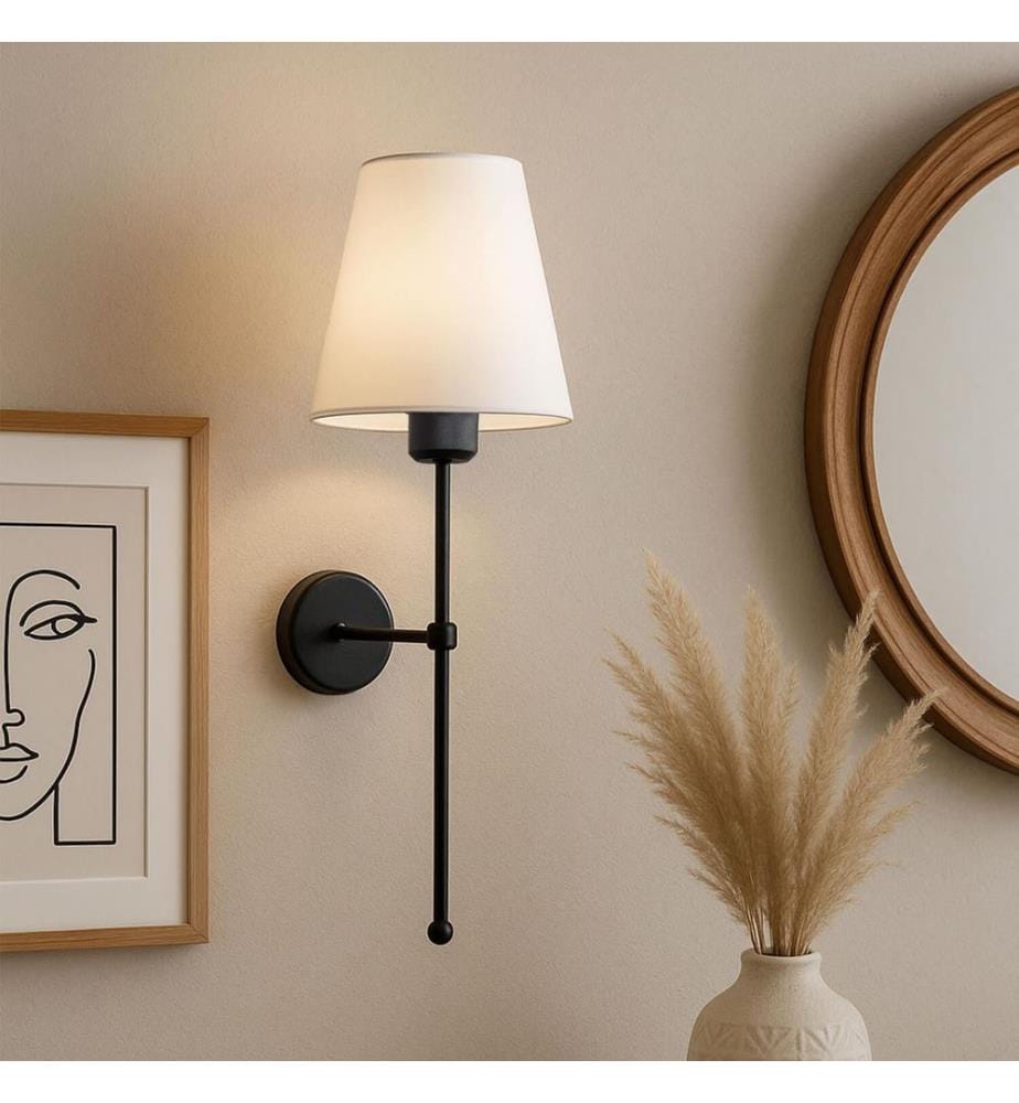 Applique murale, crème, noir, boîtier métallique