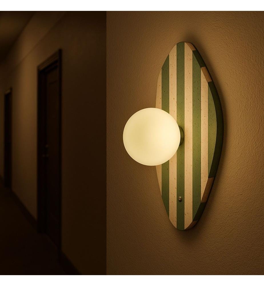 Applique murale, beige, blanc, vert, corps en travertin