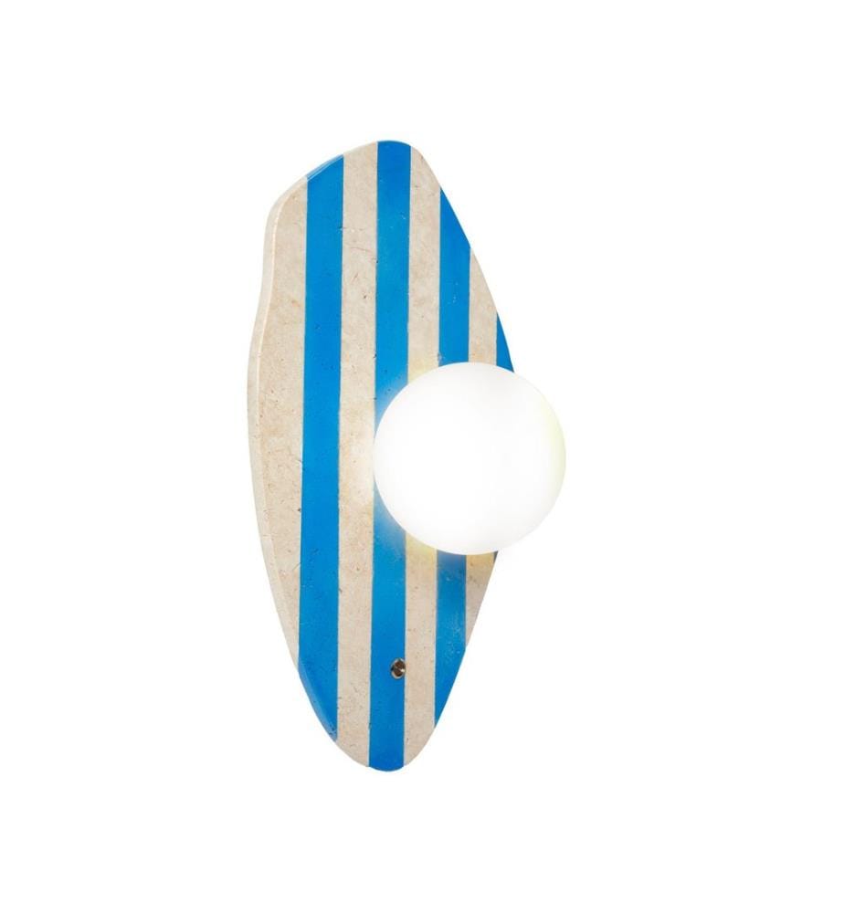 Applique murale, beige, blanc, bleu, corps en travertin