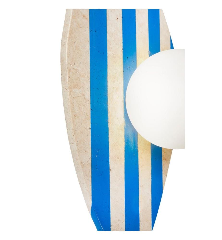 Applique murale, beige, blanc, bleu, corps en travertin