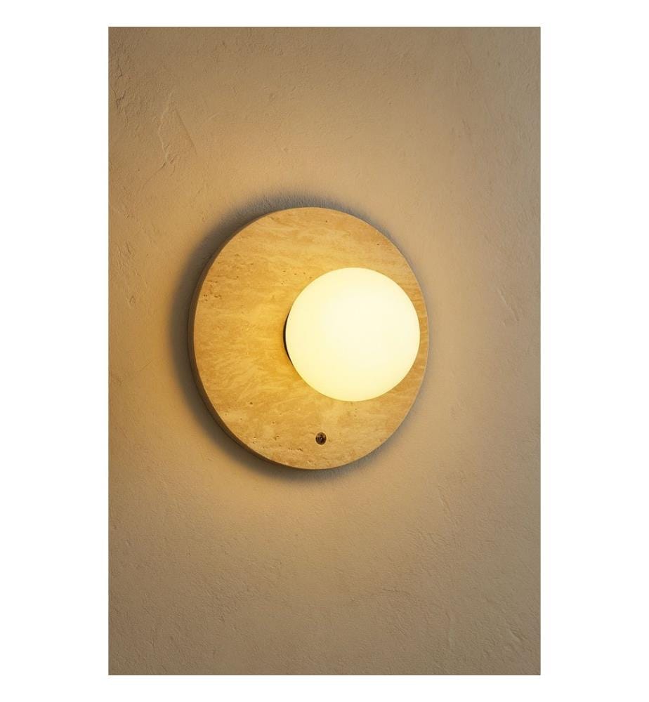 Wandleuchte, Beige, Weiss, Korpus aus Travertin
