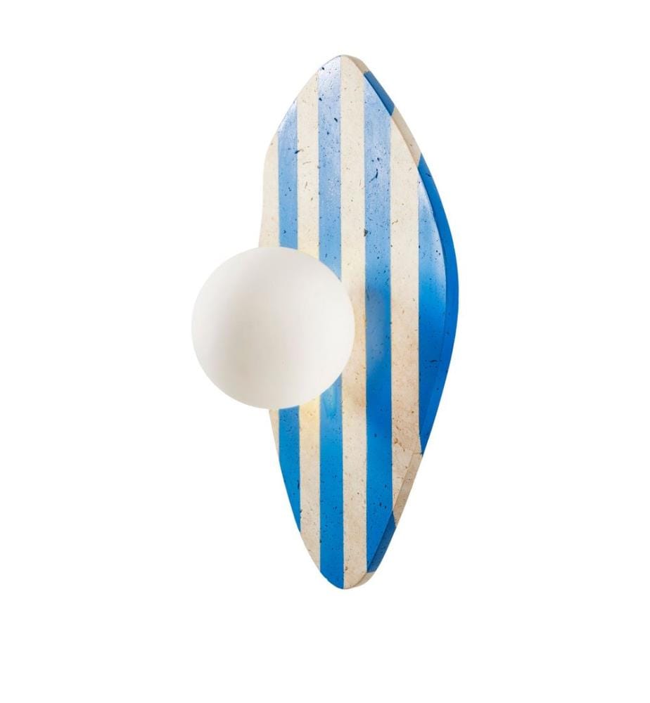 Applique murale, beige, blanc, bleu, corps en travertin