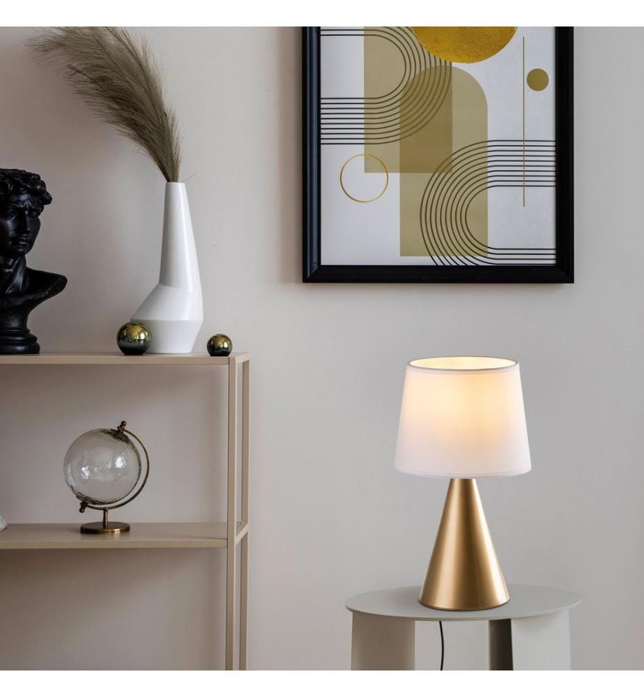 Lampe de table, or, blanc, boîtier métallique