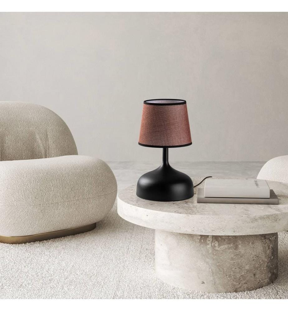 Lampe de table, noir, marron, boîtier métallique
