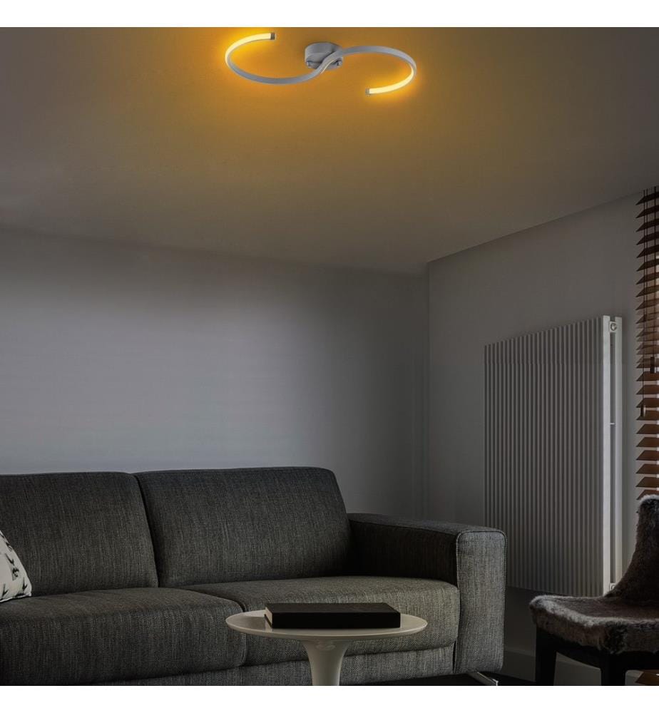 Lustre, Gris, Corps en métal, Plaque de base en métal