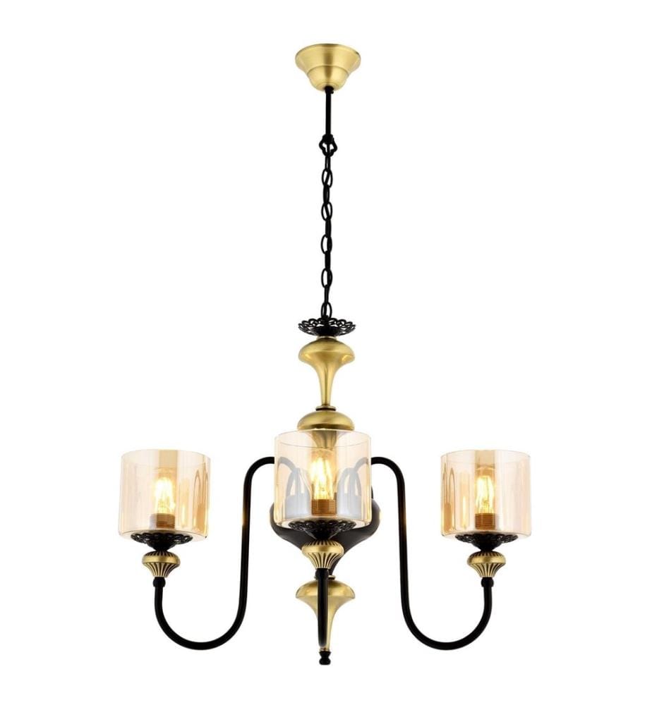 Kronleuchter, Vintage, Schwarz, Metallgehäuse, Glaskappe