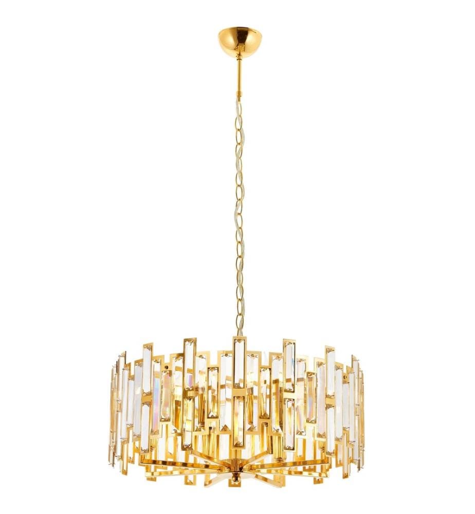 Kronleuchter, Gold, Metallgehäuse, Kristallkappe