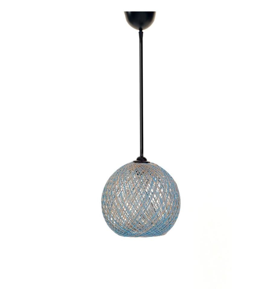 Kronleuchter, Blau, Braun, Handgefertigter Jute Kronleuchter
