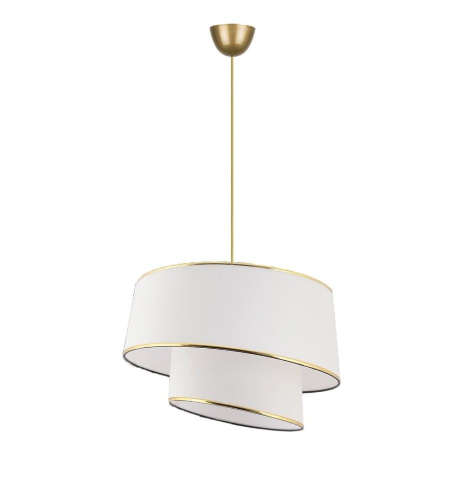 Kronleuchter, Weiss, Gold, Metallkorpus, Stoffkappe