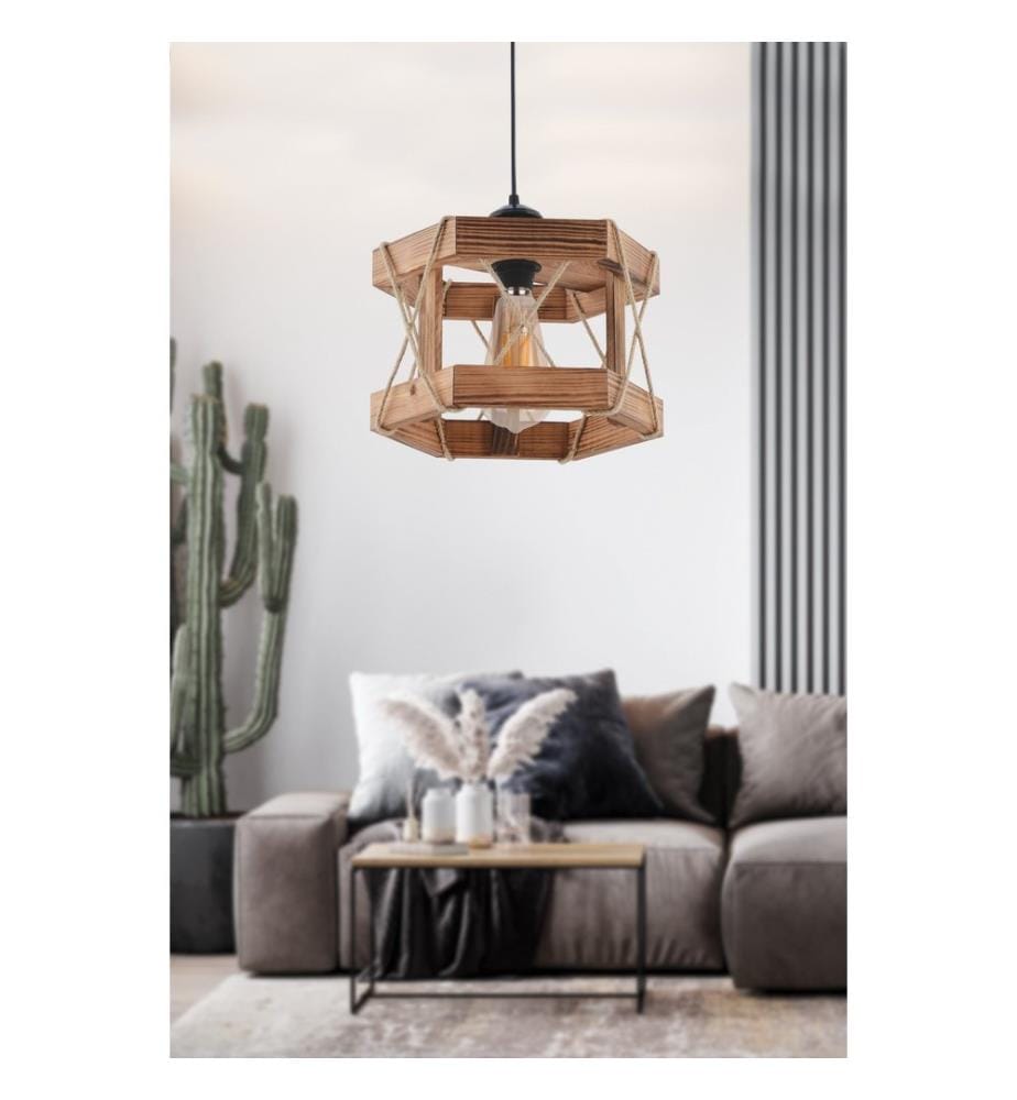 Lustre, Brun, Corps en bois