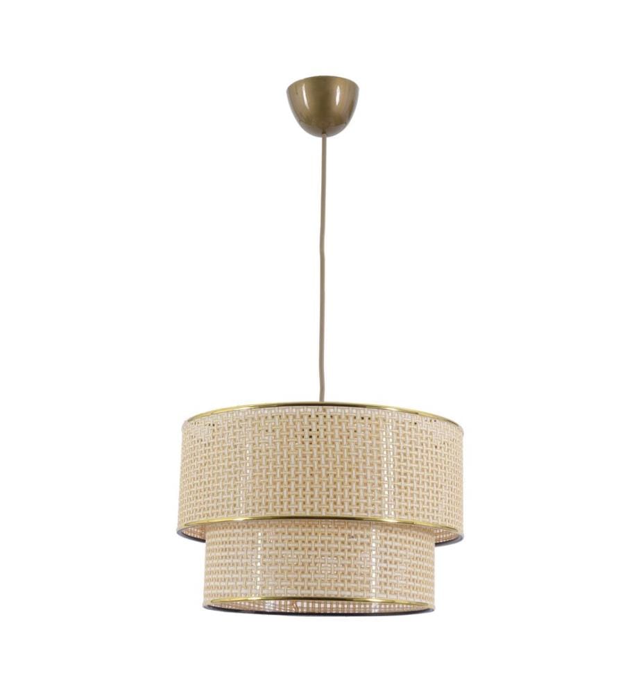 Lustre, Ecru, Blanc, Corps en métal, Bonnet de coton