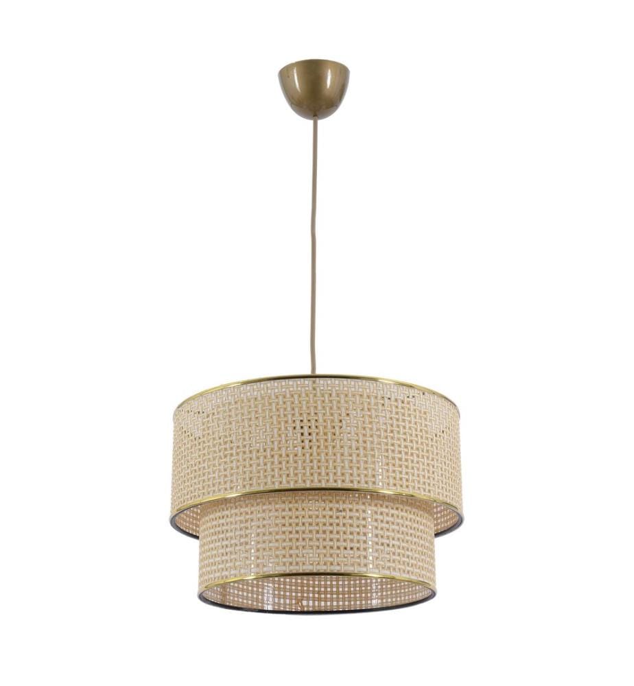 Lustre, Ecru, Blanc, Corps en métal, Bonnet de coton