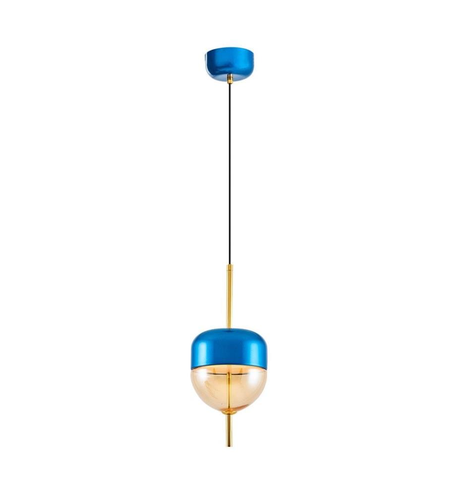 Kronleuchter, Blau, Metallgehäuse, Glasabdeckung