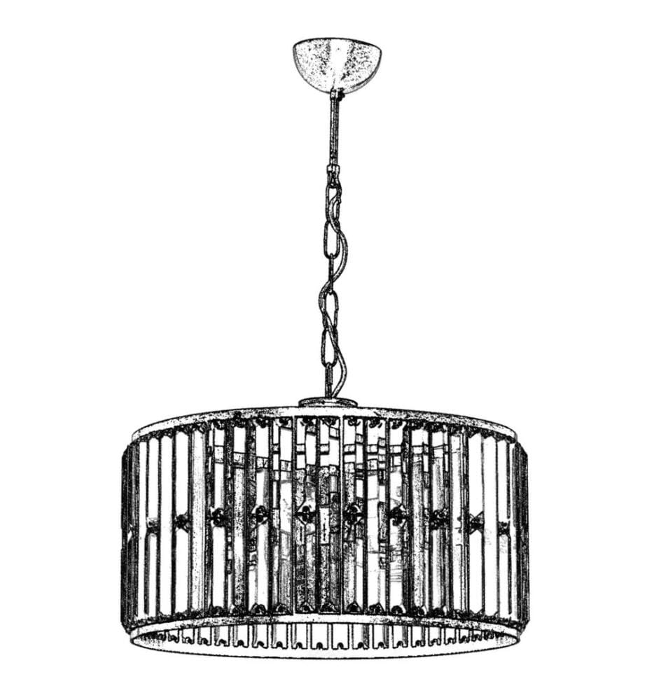 Lustre, Antiquation, Corps en métal, Chapeau en cristal