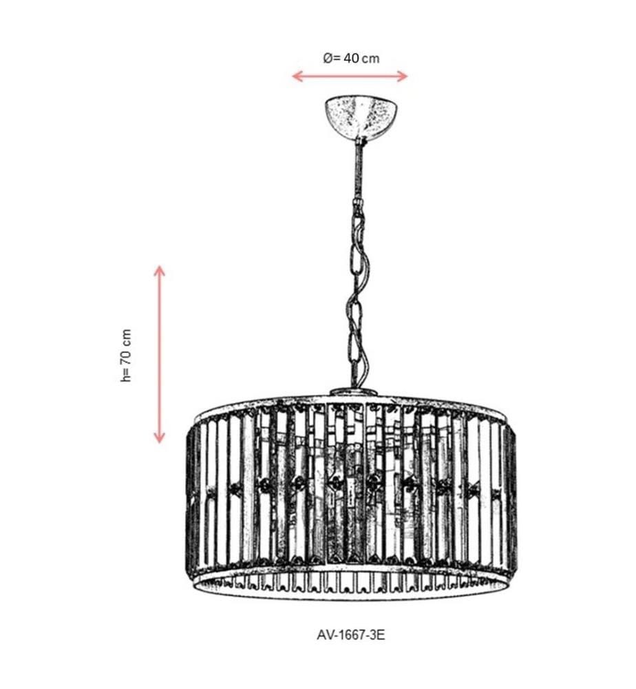 Lustre, Antiquation, Corps en métal, Chapeau en cristal