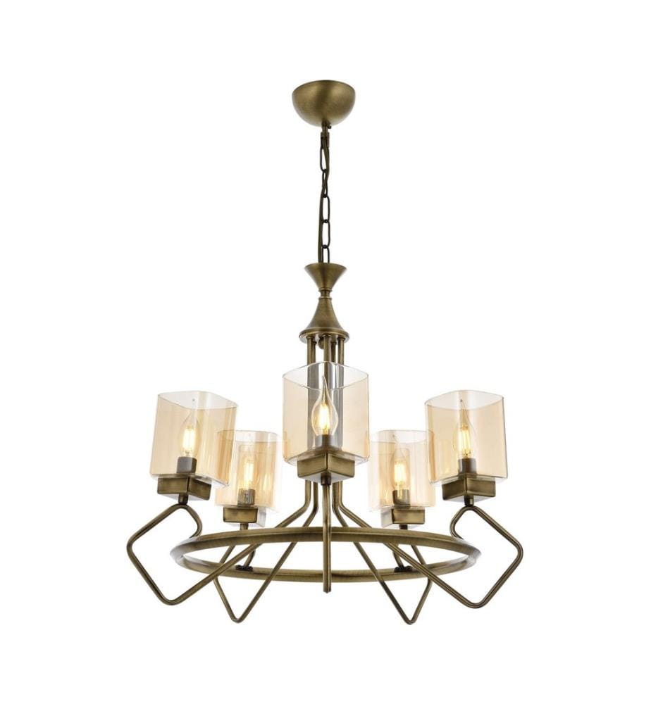 Kronleuchter, Antiquation, Metallgehäuse, Glaskappe