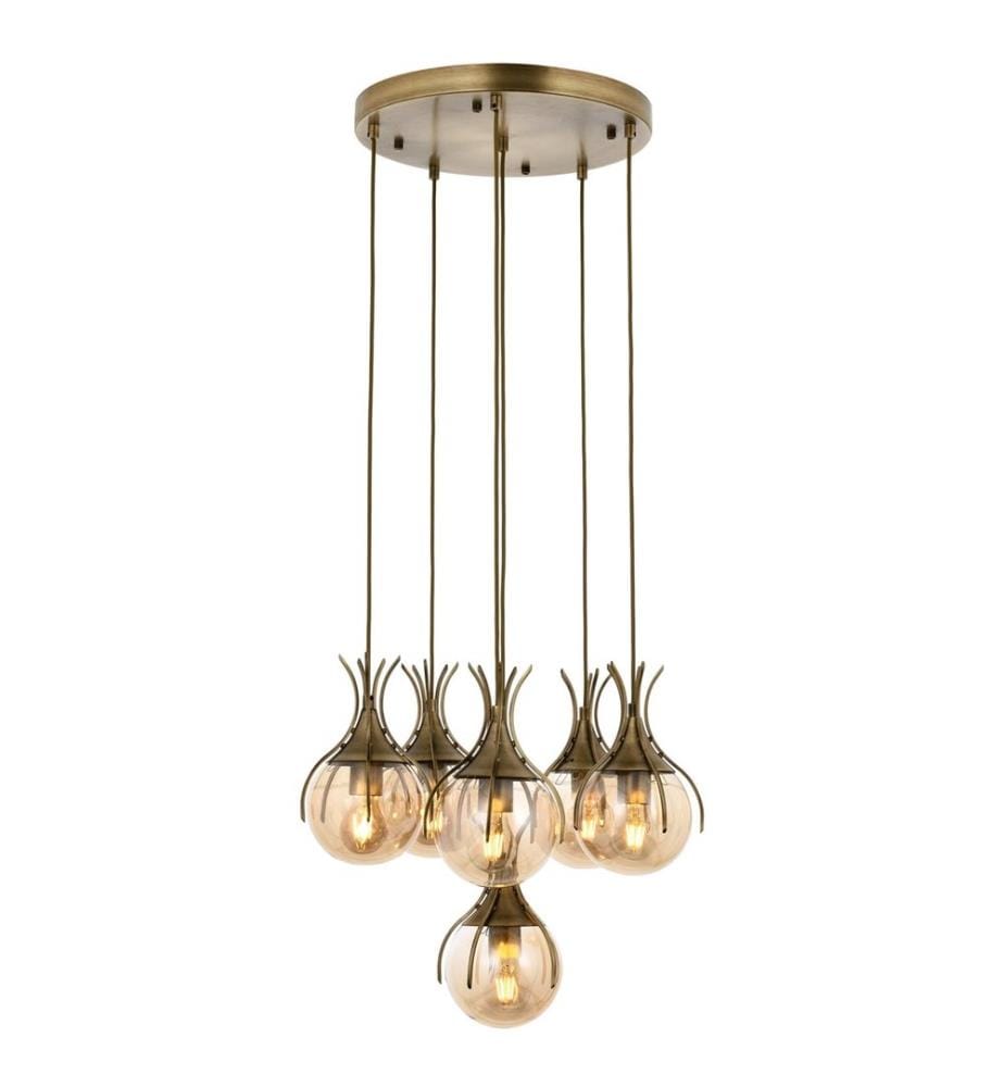 Kronleuchter, Antiquation, Metallgehäuse, Glasabdeckung