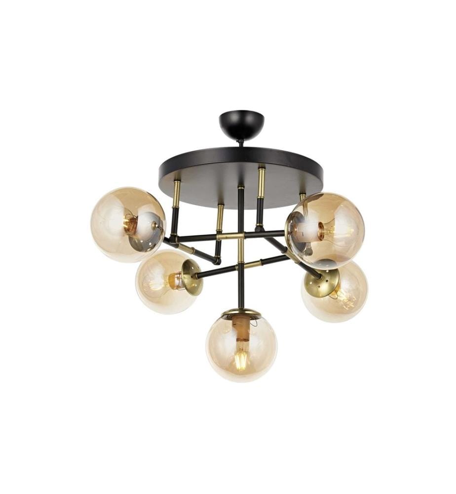 Kronleuchter, Schwarz, Gold, Metallgehäuse, Glasabdeckung