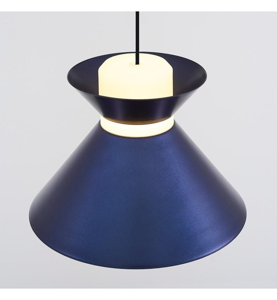 Kronleuchter, Blau, Metallgehäuse, Opalglasabdeckung