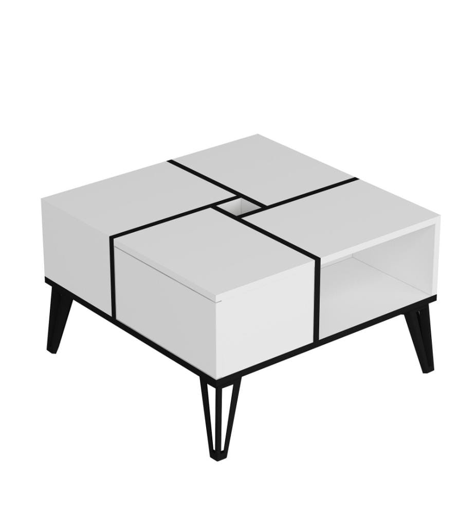 Table basse, blanc, noir, panneau de particules mélaminé