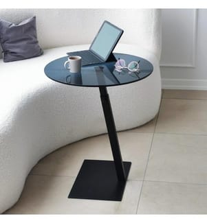 Couchtisch, Schwarz, gehärtetes Glas, Metallgestell