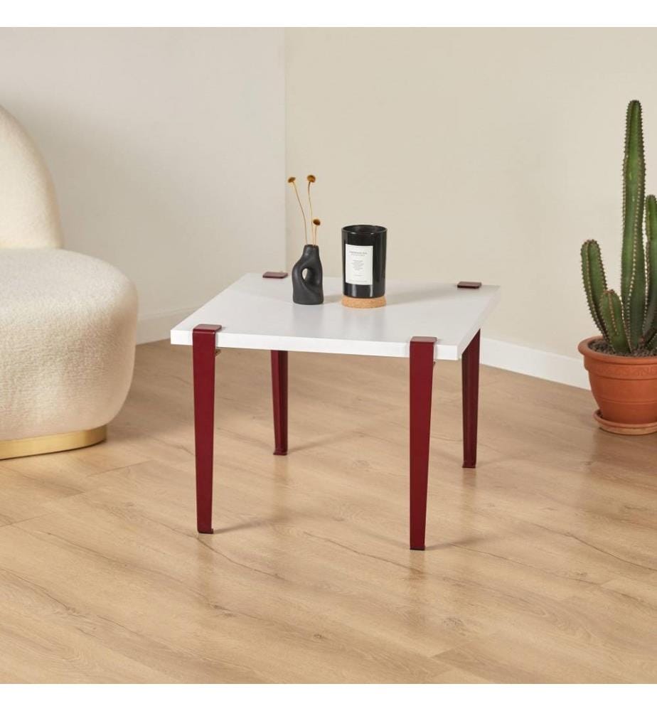 Table basse, blanc, bourgogne, panneau de particules mélaminé