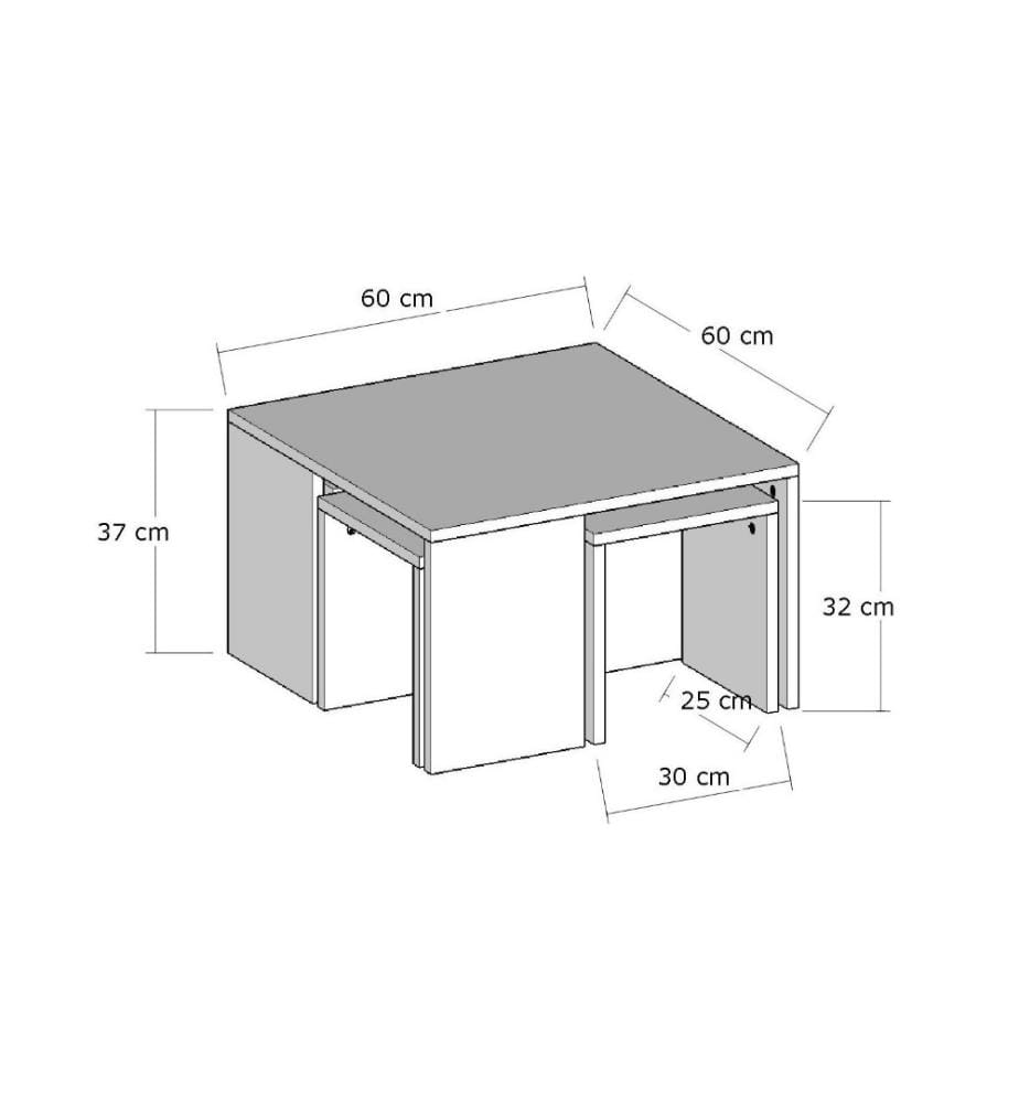 Set de table basse, chêne saphir, panneau de particules mélaminé
