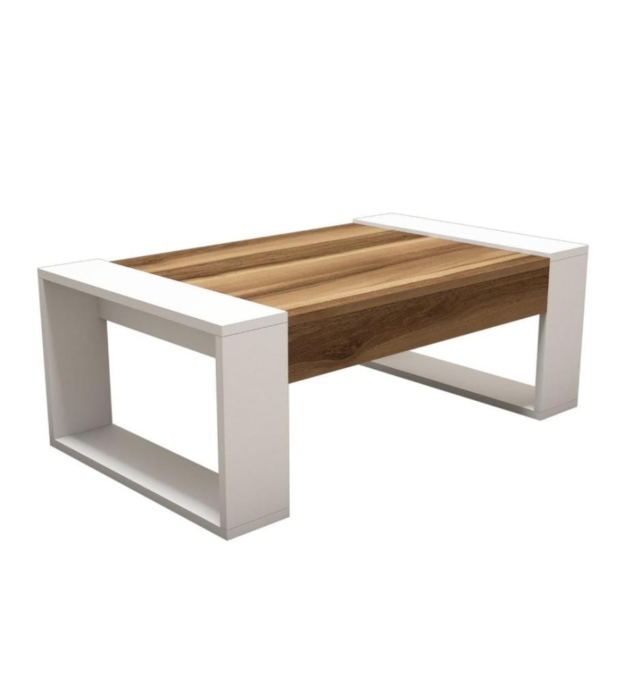 Table basse, noyer, blanc, panneau de particules mélaminé