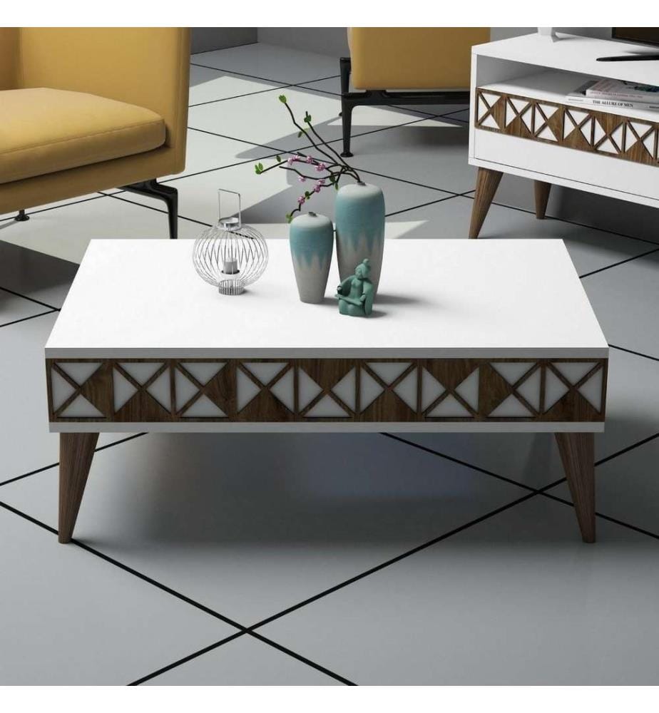 Table basse, blanc, panneau de particules mélaminé