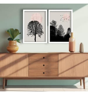 Dekoratives gerahmtes MDF-Gemälde, 2 Stück, mehrfarbig, 100 % MDF, Rahmen: 100 % HOLZ