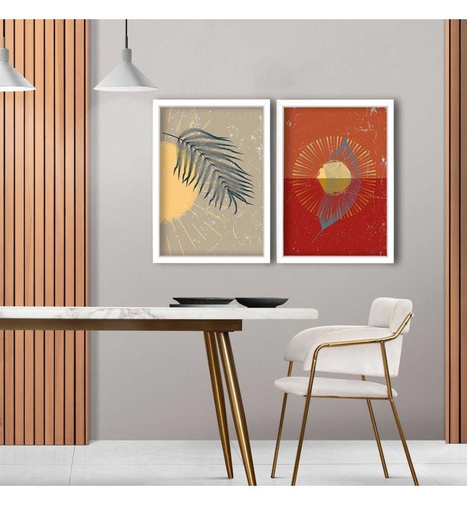 Dekoratives gerahmtes MDF-Gemälde, 2 Stück, mehrfarbig, 100 % MDF, Rahmen: 100 % HOLZ