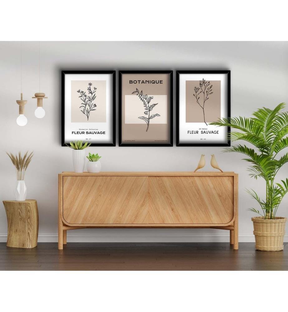 Dekoratives gerahmtes MDF-Gemälde, 3 Stück, mehrfarbig, 100 % MDF, Rahmen: 100 % HOLZ