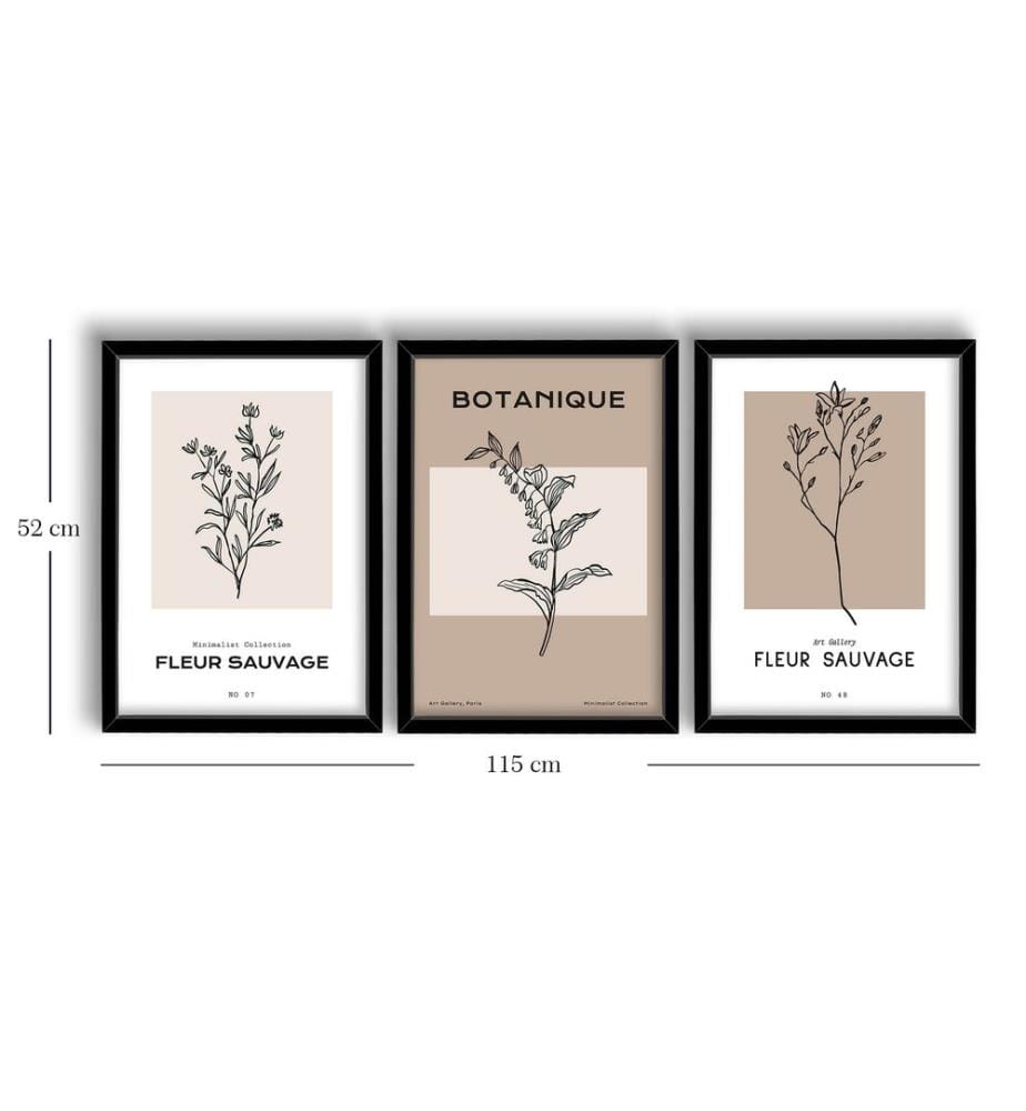 Dekoratives gerahmtes MDF-Gemälde, 3 Stück, mehrfarbig, 100 % MDF, Rahmen: 100 % HOLZ