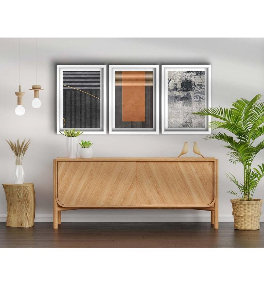 Dekoratives gerahmtes MDF-Gemälde, 3 Stück, mehrfarbig, 100 % MDF, Rahmen: 100 % HOLZ